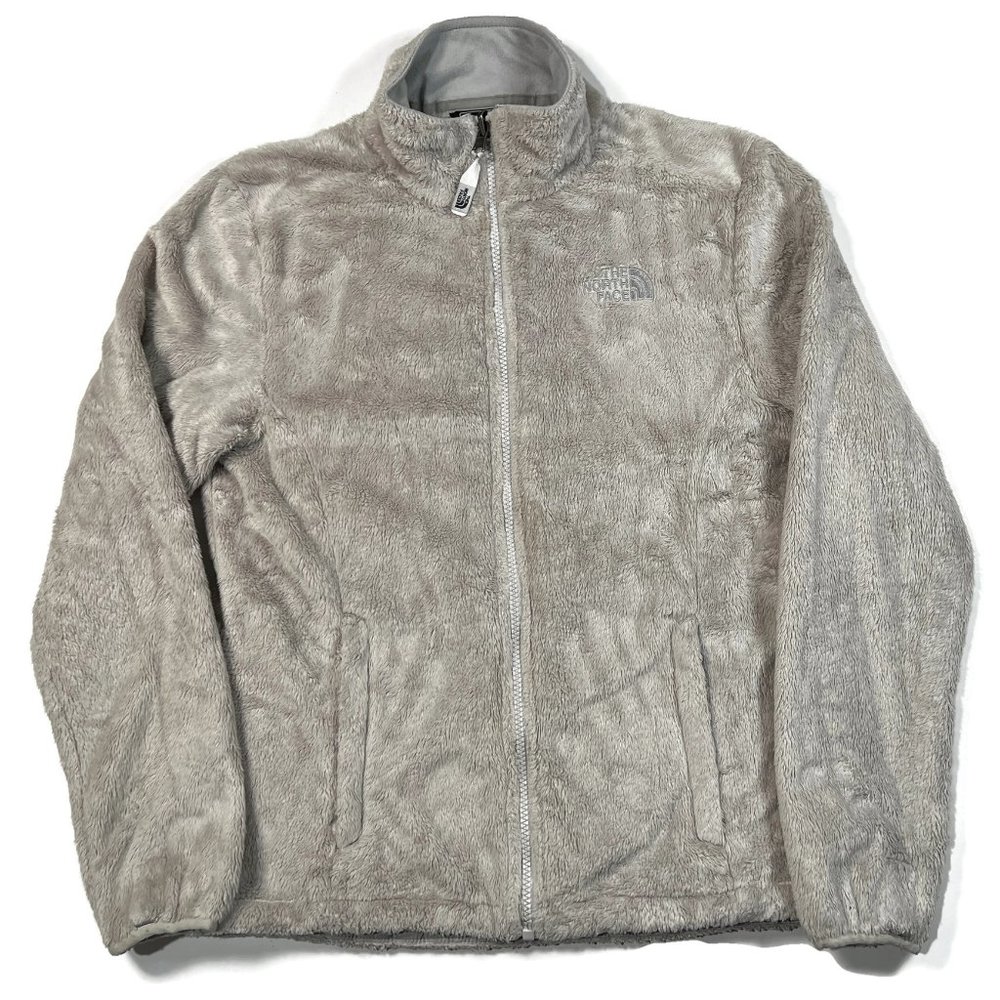 The North Face Osito‎ Fleece Jacket Womens Small Gray Off White Full Zip